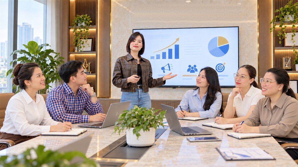 Buổi học Marketing & AI tại phòng đào tạo Premier Human